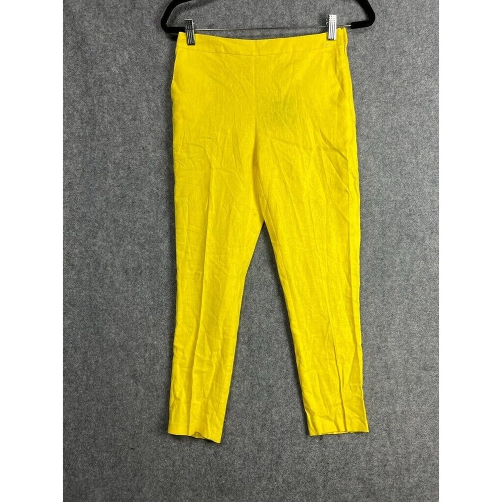 ASOS Pants Yellow Straight Leg Linen Blend Casual Relax